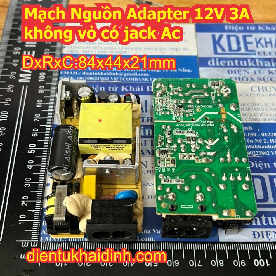 Nguồn adapter 12v 12vdc 3a 3000ma không vỏ kde1625