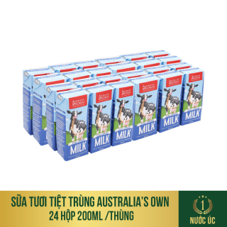 Sữa tươi tiệt trùng Australia s Own Nguyên Kem thùng 24 hộp 200ml tiện dụng, không đường, nhập khẩu chính hãng từ Úc, không chứa chất bảo quản, phù hợp với trẻ em trên 1 tuổi thumbnail