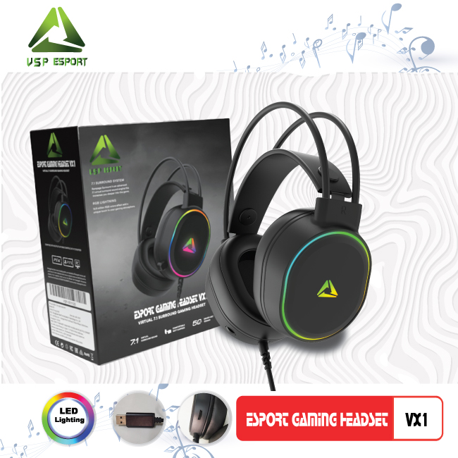 HEAPHONE ESPORT GAMING VX1 7.1 ( 1 CỔNG USB ) Chính Hãng [ BH 12 THÁNG ]
