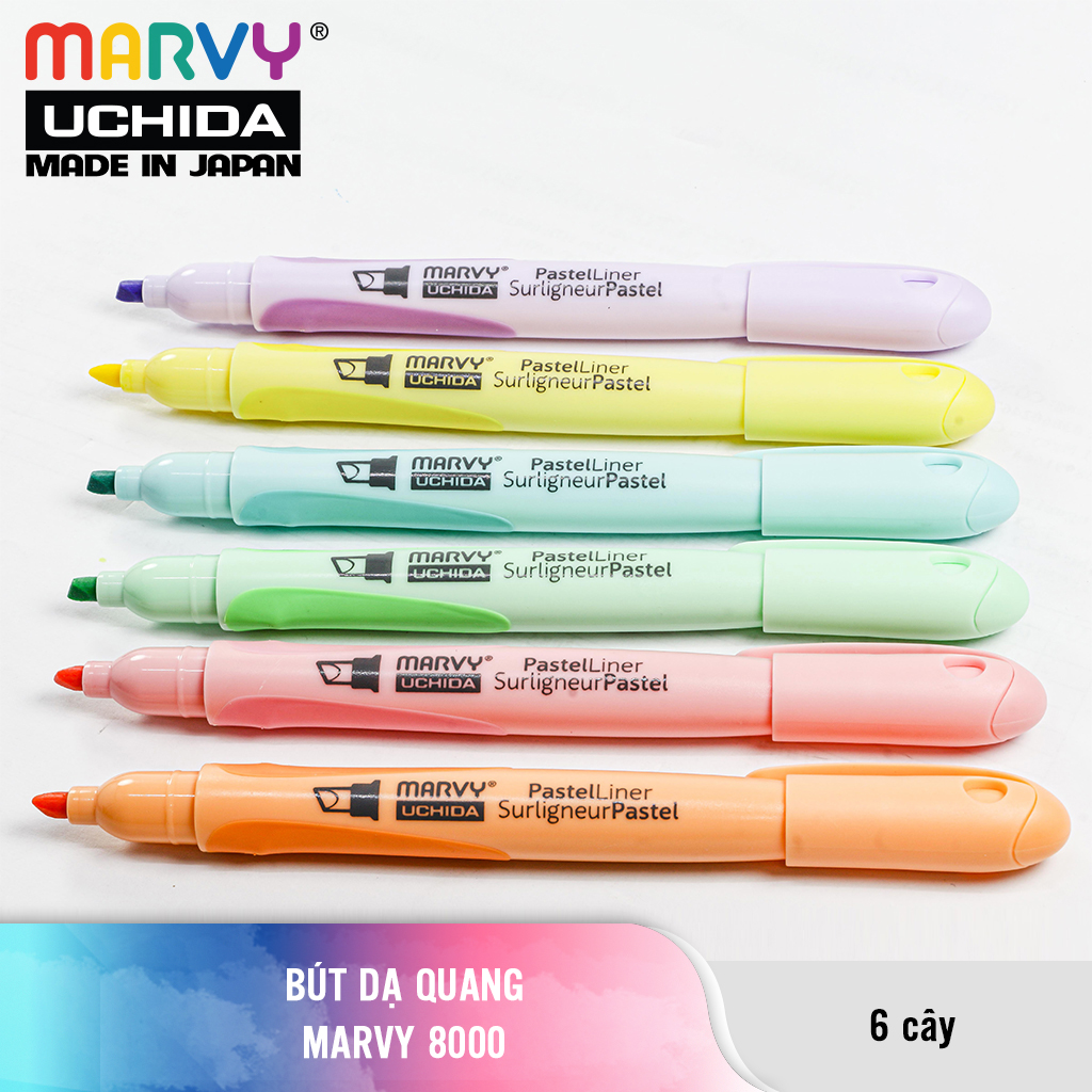 Combo 6 cây Bút dạ quang Marvy 8000