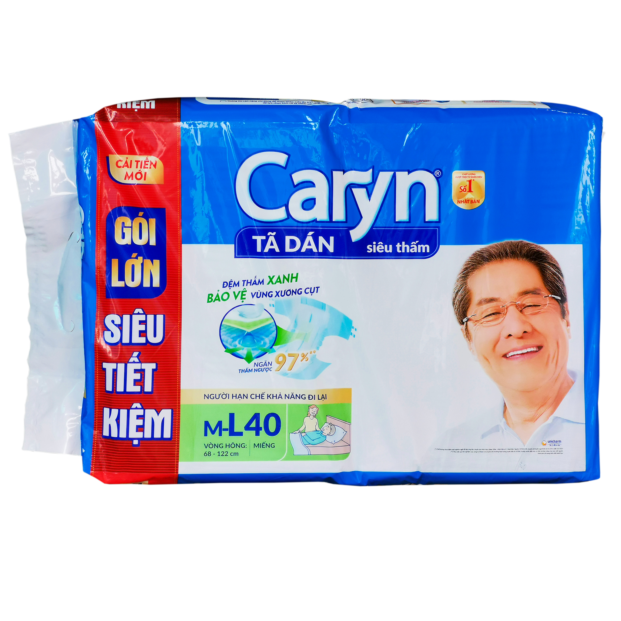 Tã Dán Siêu Thấm Caryn Size M40/L40