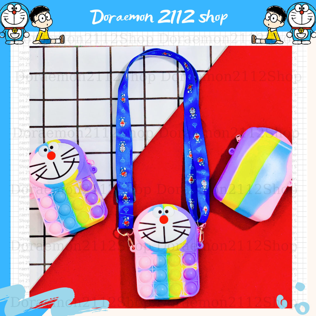 Túi đeo chéo silicon pop it Doraemon Đô Rê Mon siêu dễ thương