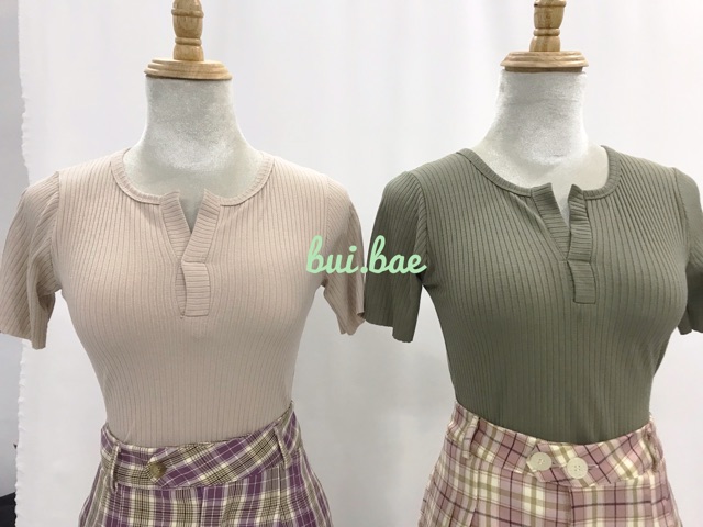 [HCM]Áo crop top phối cổ V anh that(kèm video)