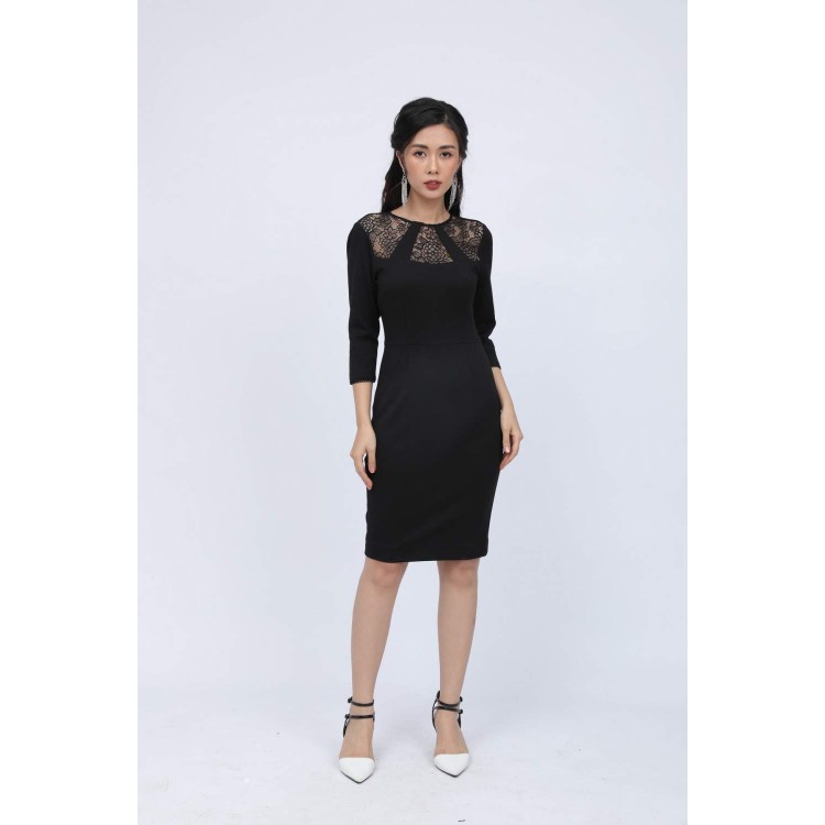 Đầm dài tay phối ren HeraDG - WDC18101