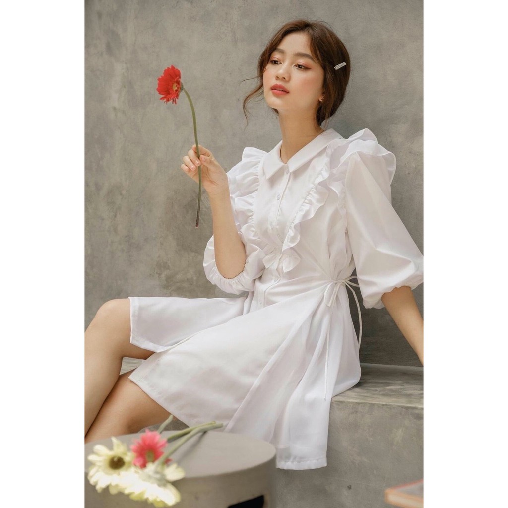 Đầm phối bèo tay lỡ 2 màu