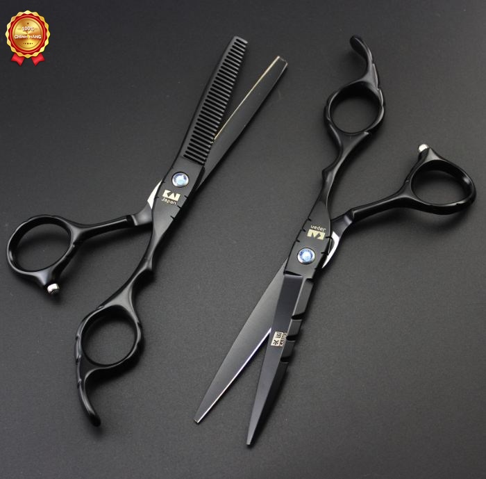 Bộ kéo cắt tóc Kasho HA 02 đen (Tặng bao da và chỉnh kéo khi mua 2 cây )