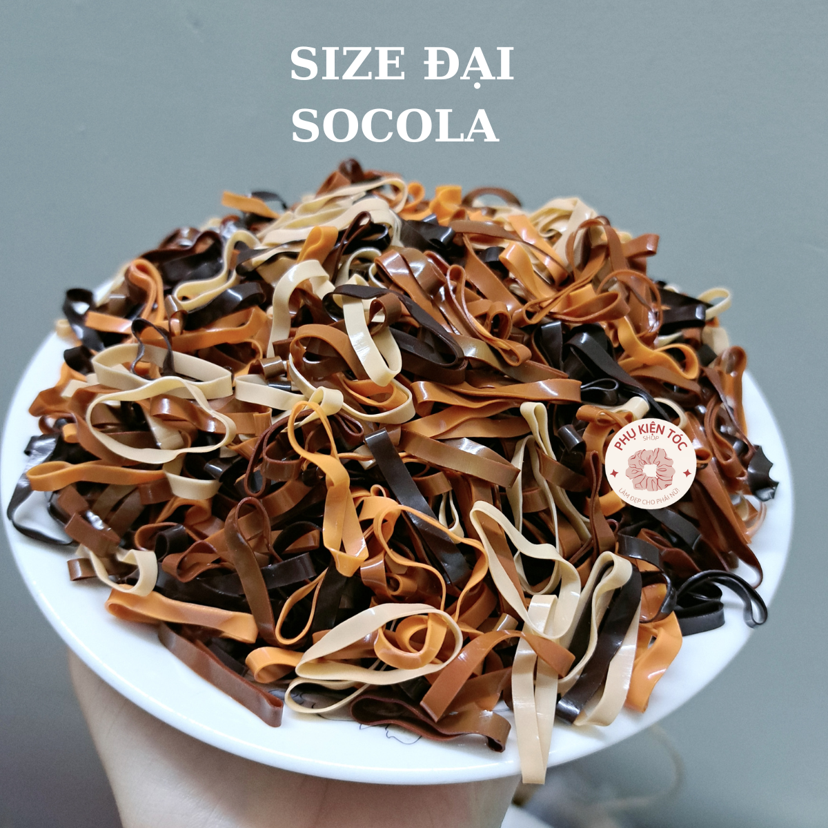 500g thun cột tóc màu socola size đại