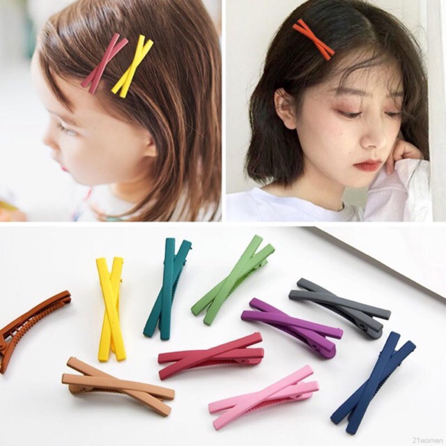 Kẹp tóc nơ kẹp tóc chữ X mầu trơn