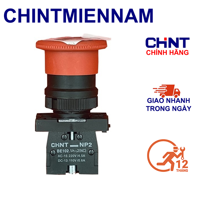 Nút Dừng Khẩn Phi 22 CHINT Loại NP2-ES542 1 NC