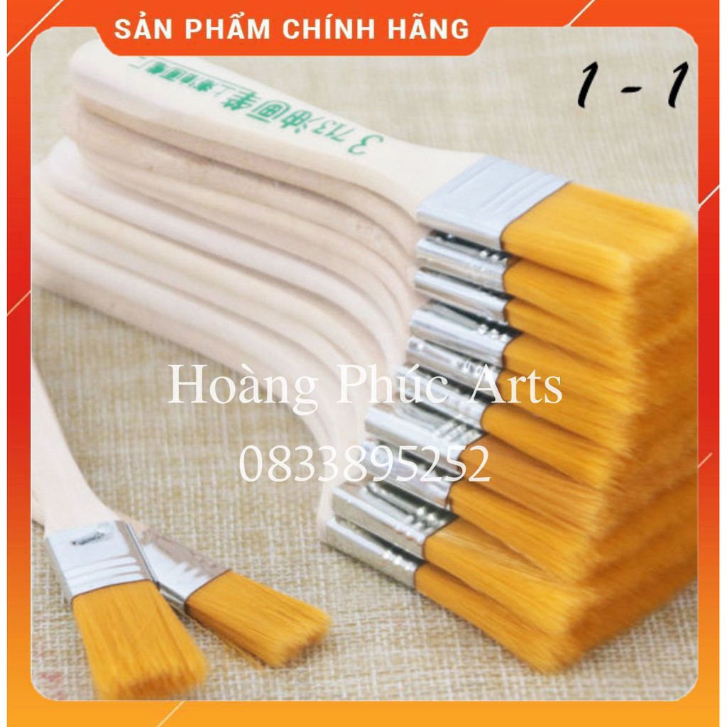 Panh xô cán gỗ lông vàng tô mảng, cọ vẽ bản lớn - chổi vẽ to, panhxo cho màu nước, acrylic, gouache, sơn dầu