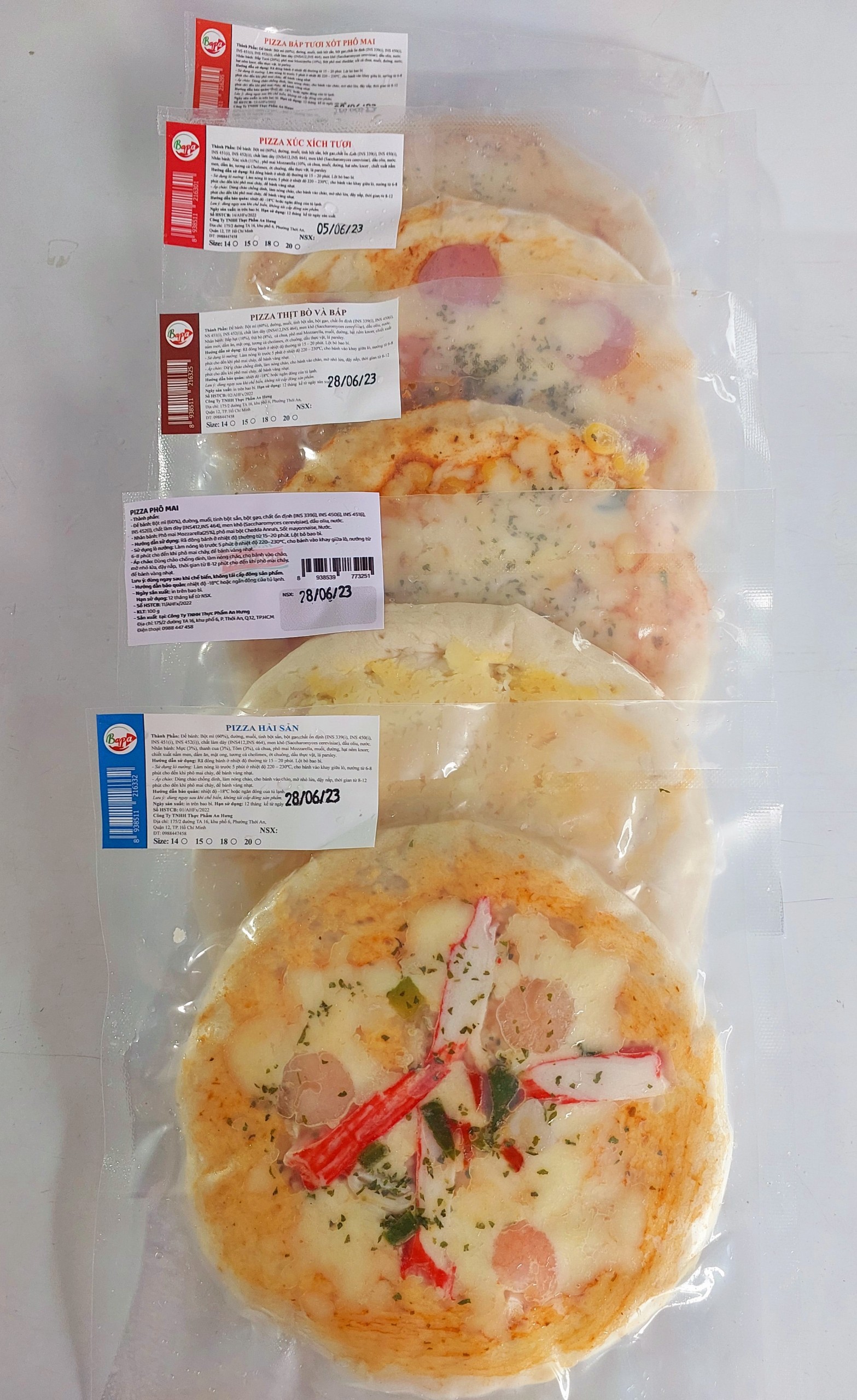 Bánh pizza Hải Sản size 15cm ( chế biến sẵn, chưa nướng)