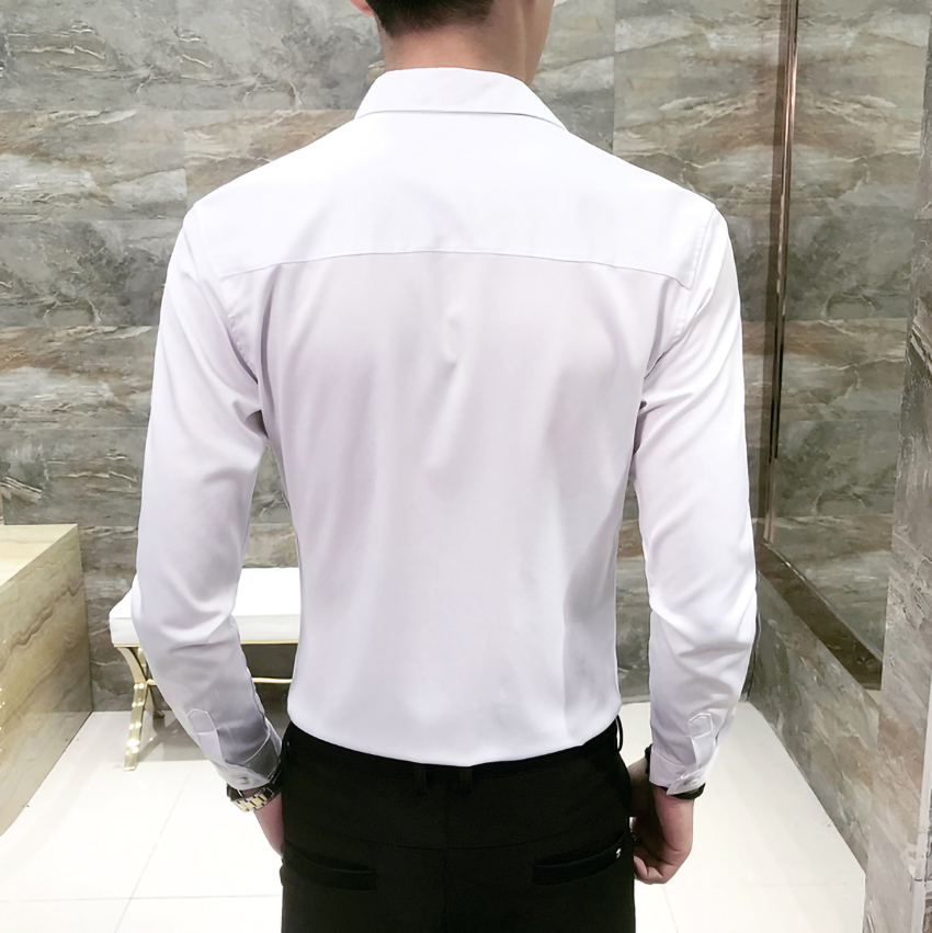 Áo sơ mi nam dài tay cúc chéo kiểu dáng Hàn quốc H28