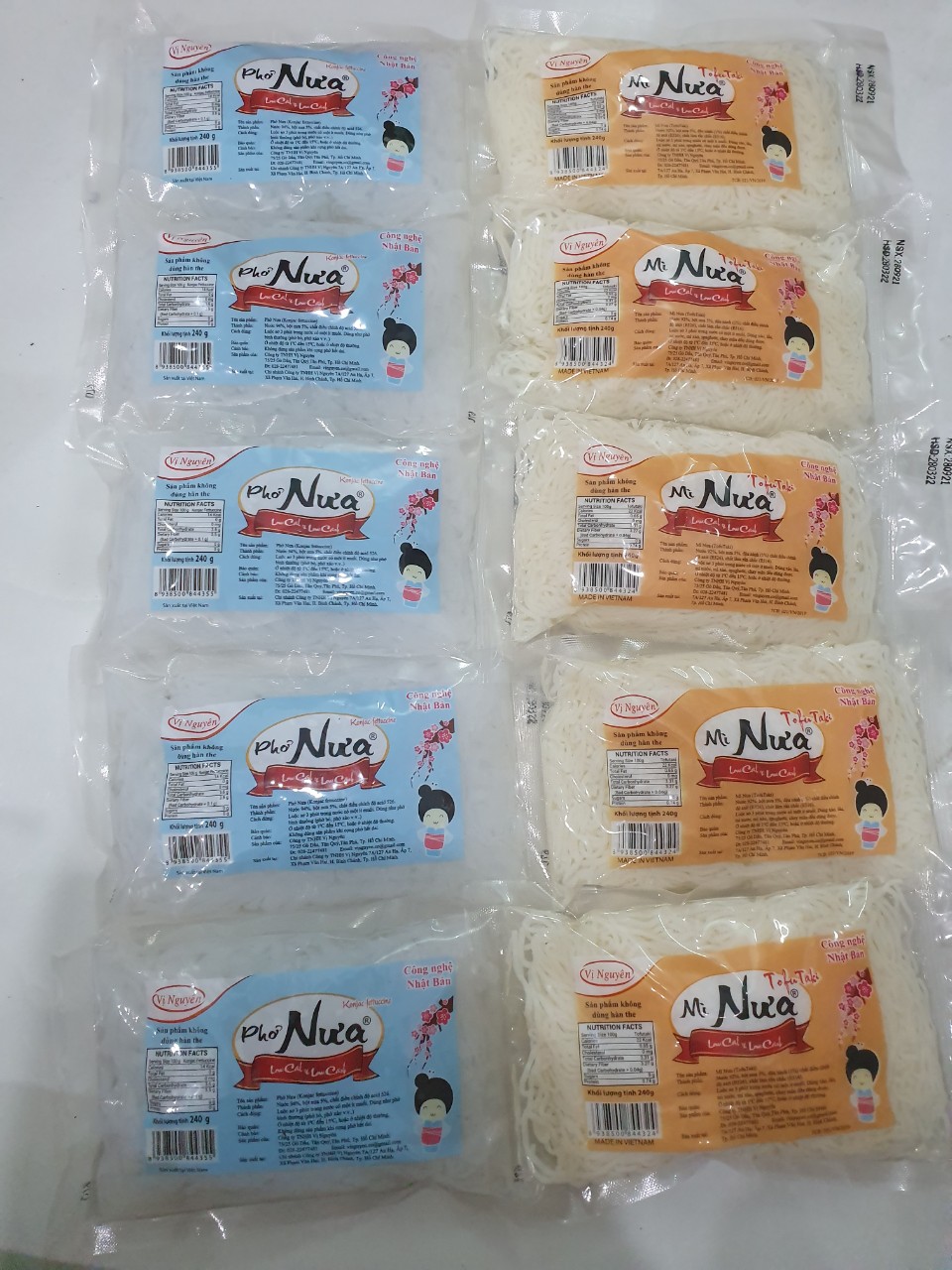 Combo 5 phở nưa 5 mì nưa vị nguyên keto das 240g- ăn kiêng - das - lowcard- giảm cân