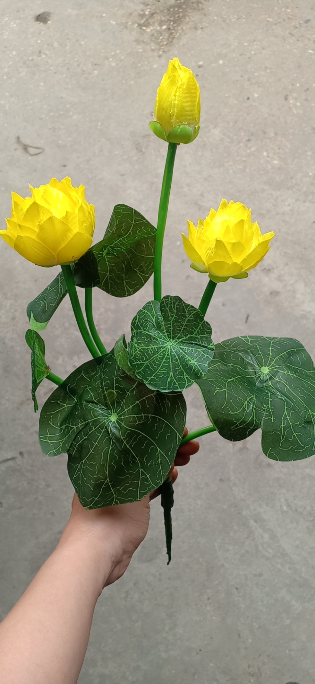 Hoa Sen giả, hoa sen lụa loại Nhỏ dài 43cm - Cành hoa giả - Trang trí lọ, lẵng hoa, bánh, oản