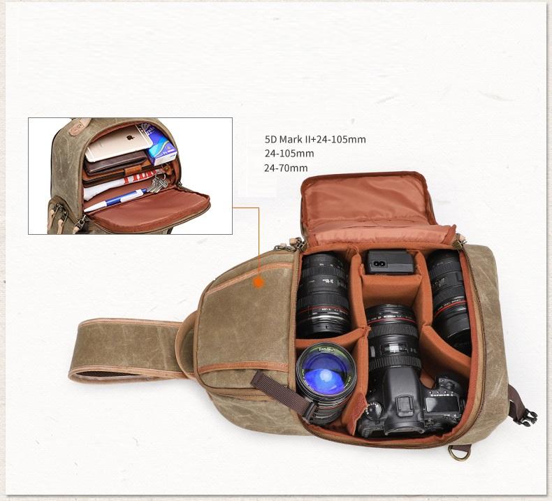 [HCM]Balo máy ảnh 1 quai K006 chất liệu canvas cao cấp