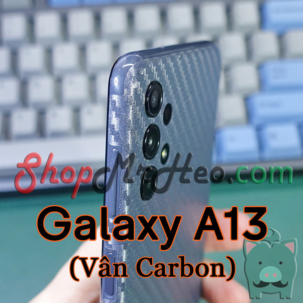 Skin Dán Mặt Sau Lưng Vân 3D Samsung Galaxy A13 (Carbon, Hình Hộp, Nhám, Vân Da)