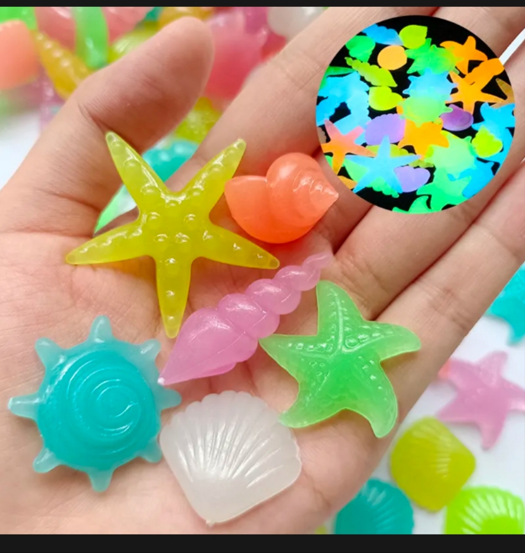 100pcs Viên đá dạ quang trang trí bể cá cảnh, sỏi trang trí bể cá,