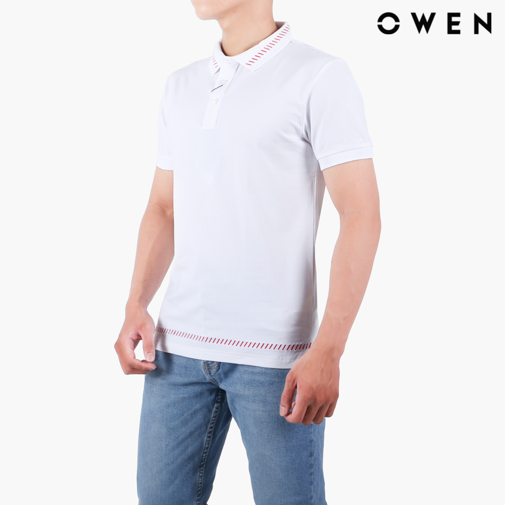 OWEN - Áo polo ngắn tay Bodyfit Màu Trắng APV21879