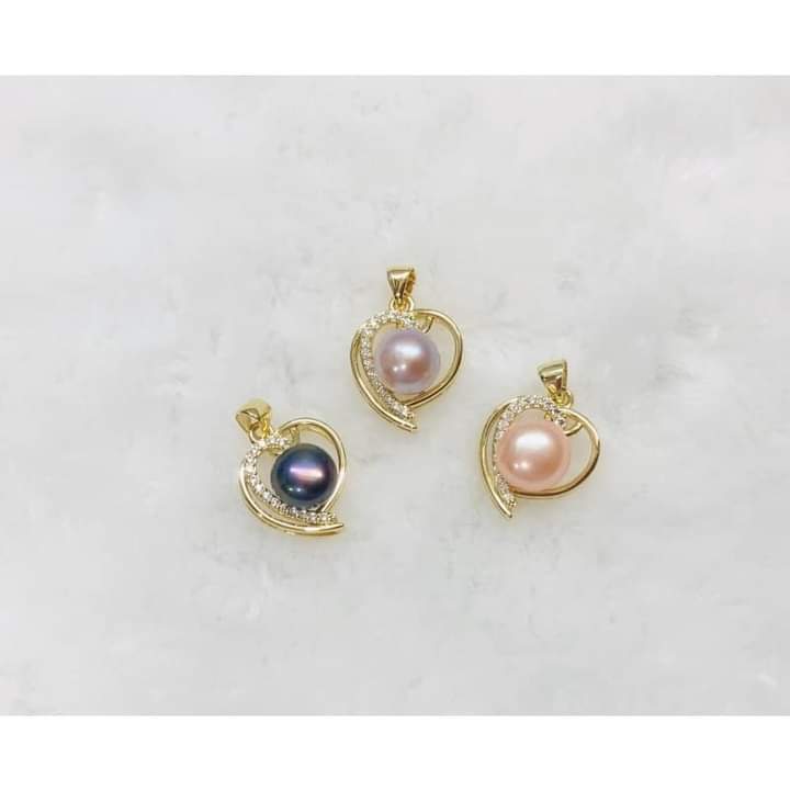 Mặt dây chuyền ngọc trai gắn hạt mẫu 2 trái tim sang trọng - ngọc trai trường thịnh