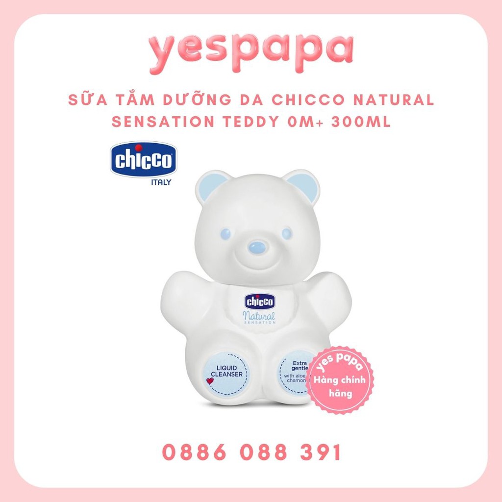 HÀNG CHÍNH HÃNG Sữa tắm dưỡng da Chicco Natural Sensation Teddy 0M+ 300ml