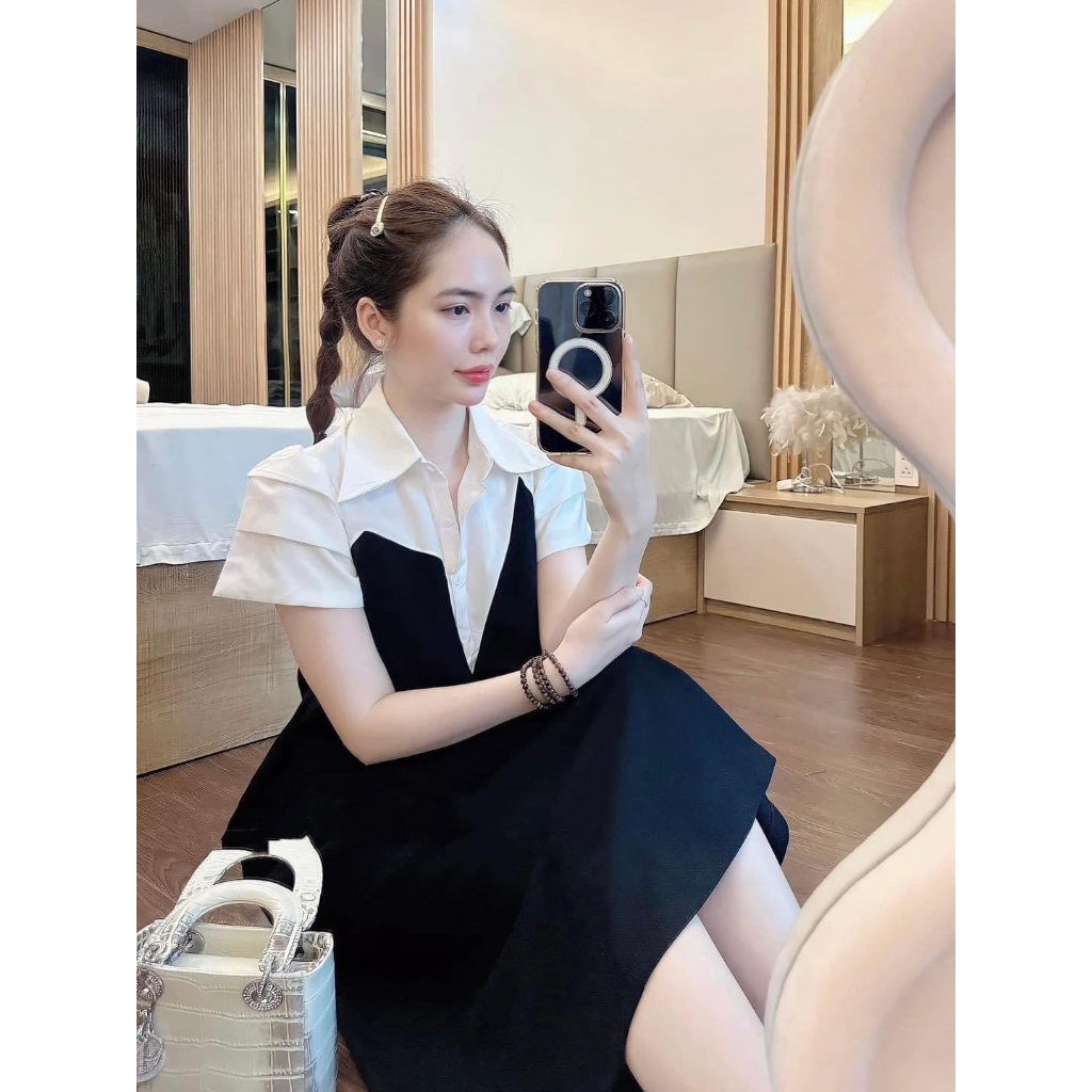 Đầm Bầu Váy Bầu Cổ Bèo Xinh Xắn Thời Trang Thiết Kế Công Sở Mùa Hè Mặc Đi Chơi Dự Tiệc