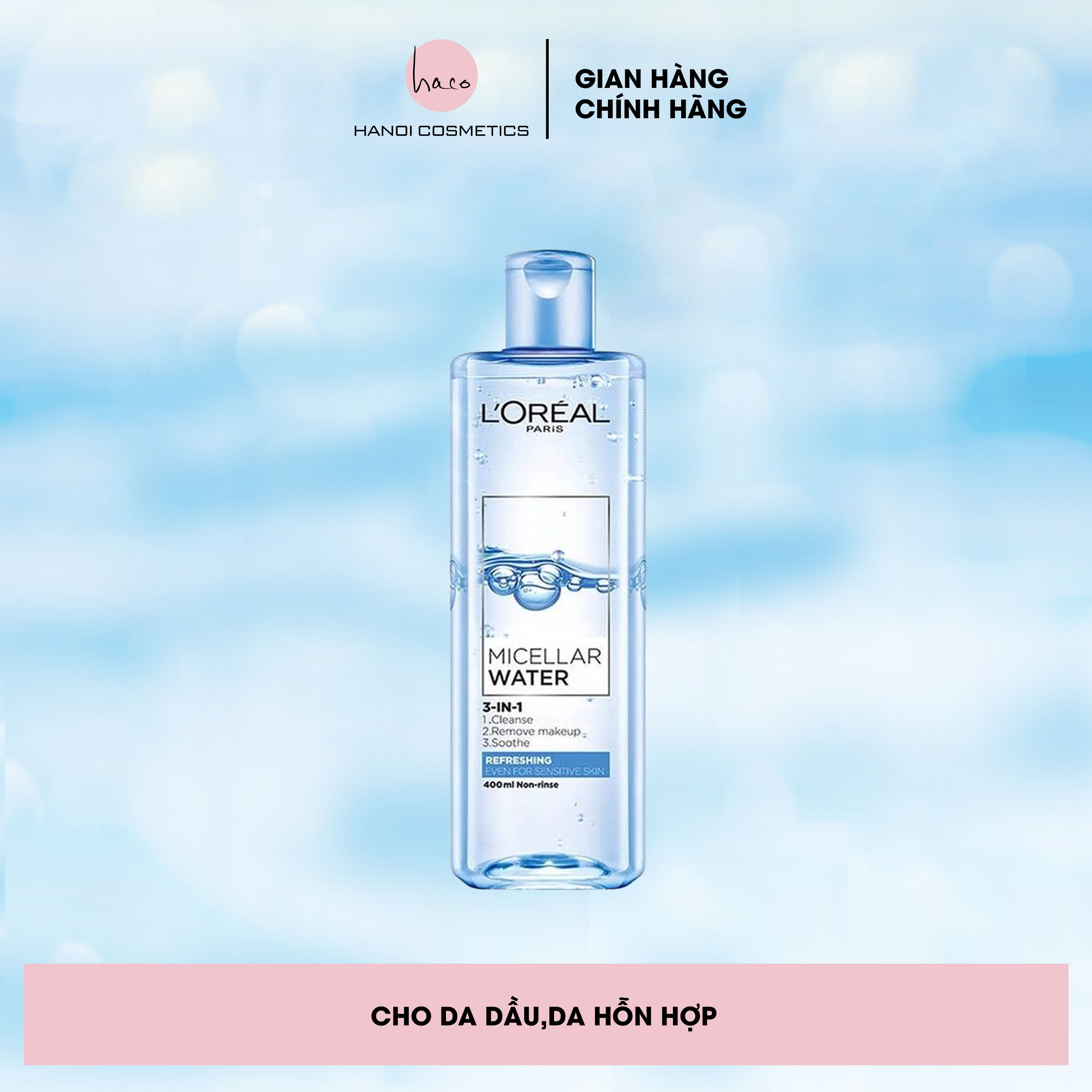 Nước tẩy trang L'Oreal Paris 3-in-1 Micellar Water 400ml