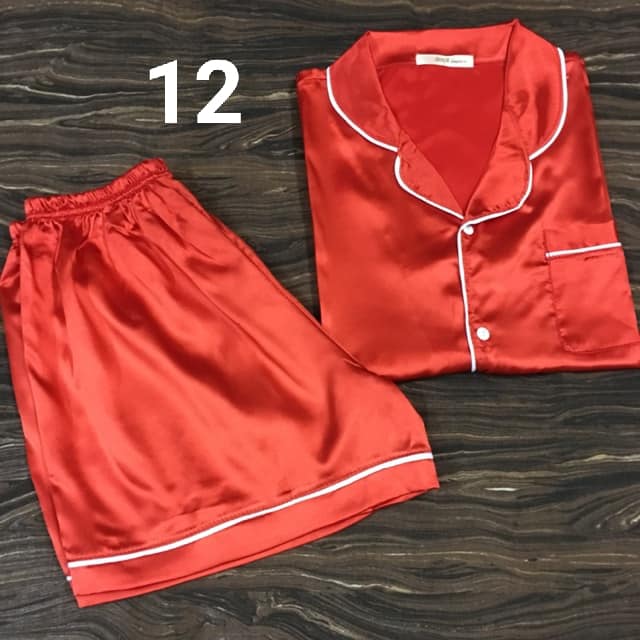 [HCM]Đồ bộ pijama phi lụa tay ngắn quần đùi LOẠI 1 - ảnh thật