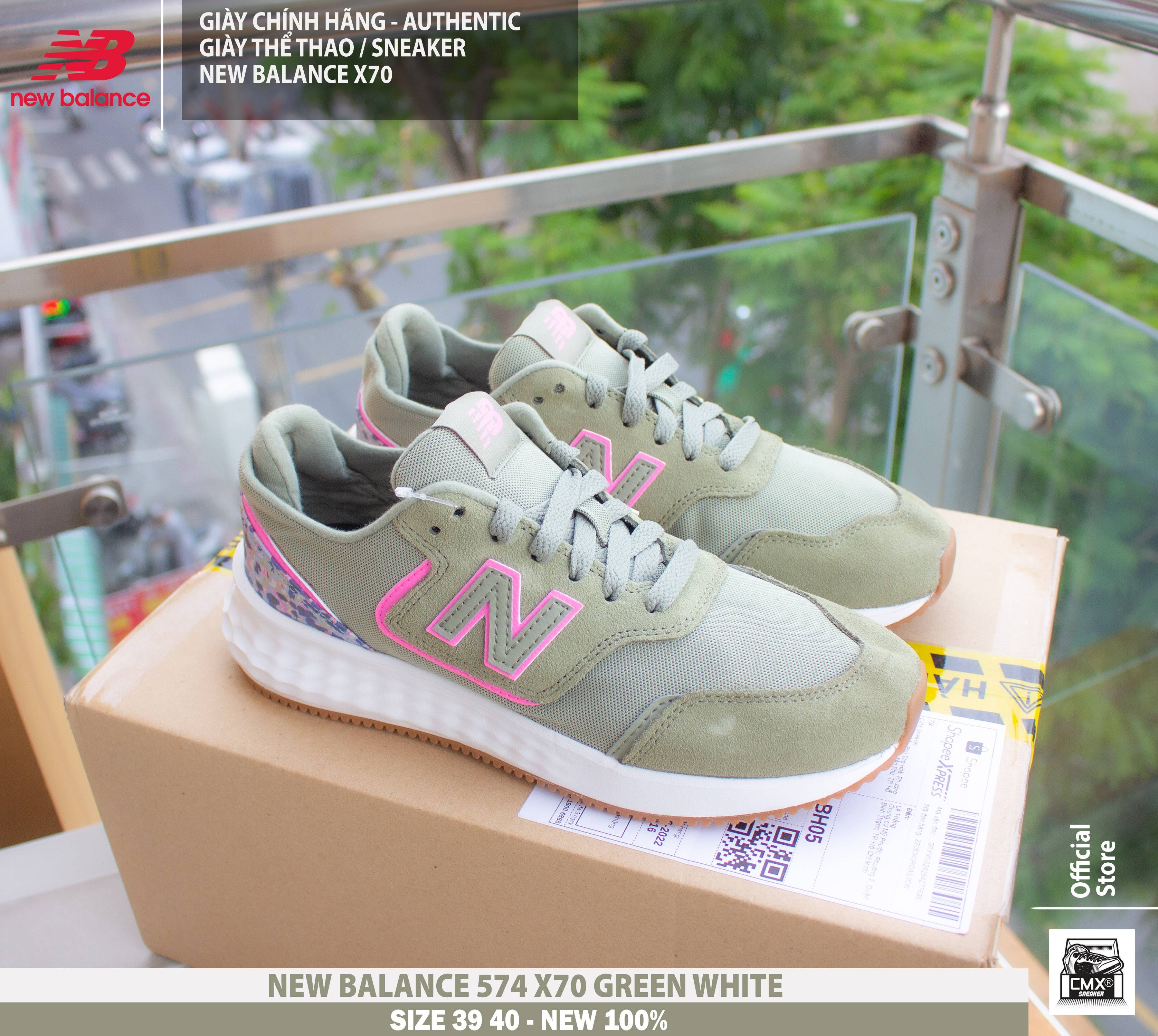 😘 [ HÀNG CHÍNH HÃNG ] Giày New Balance X70 GREEN WHITE RUNNING ( WSX70OF1 ) - AUTHENTIC 100%