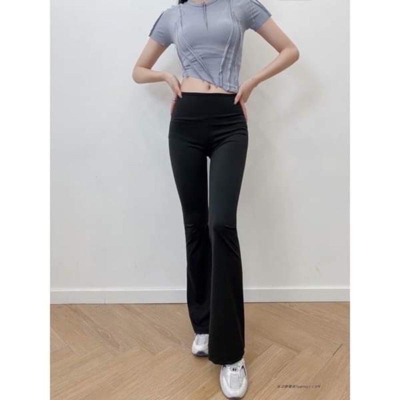 Quần ống loe - quần legging cạp cao tôn dáng chất cottong co dãn 4 chiều