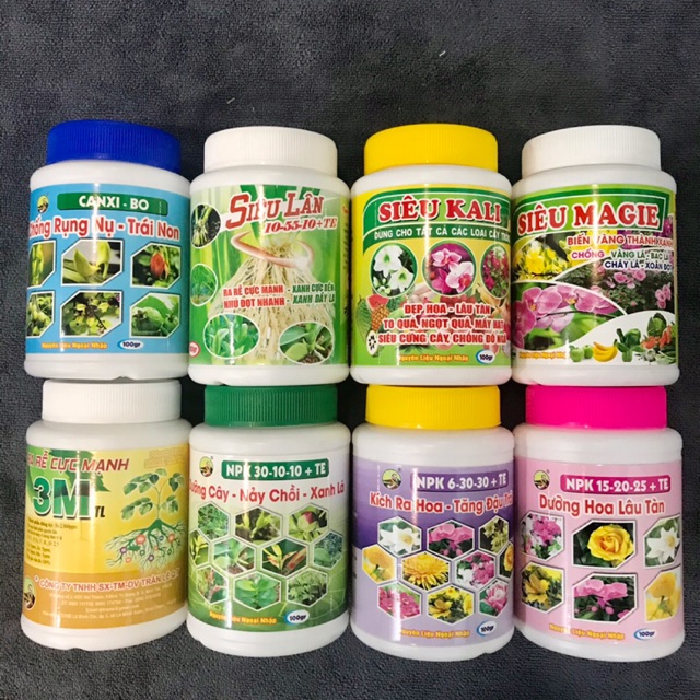 Bộ 8 món ra rễ - dưỡng cây - kích ra hoa - dưỡng hoa lâu tàn - chống rụng - siêu lân - siêu kali - siêu magie