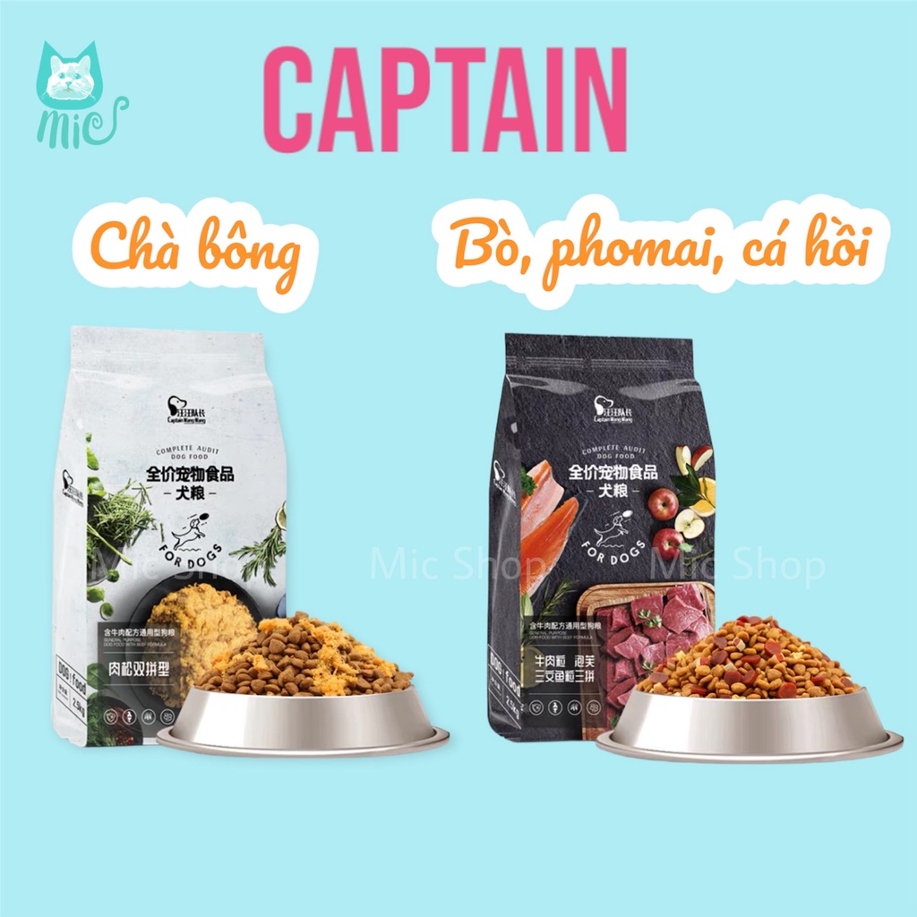Thức ăn khô cho chó Captain vị phomai, bò, cá hồi và chà bông