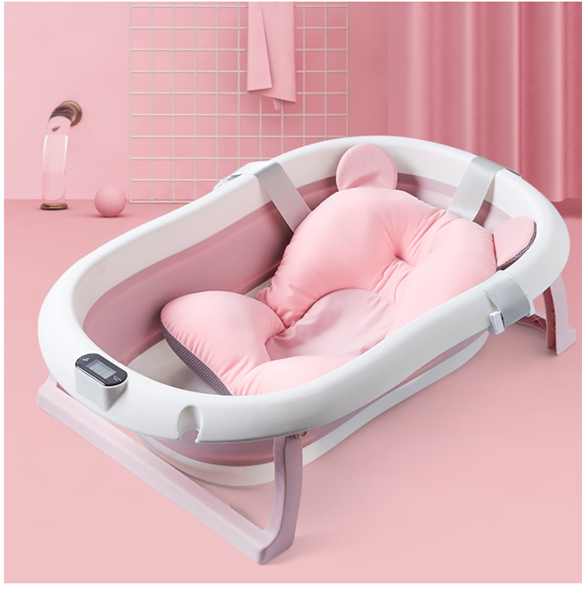 CHẬU TẮM GẤP GỌN CHO BÉ KÈM PHAO LƯỚI