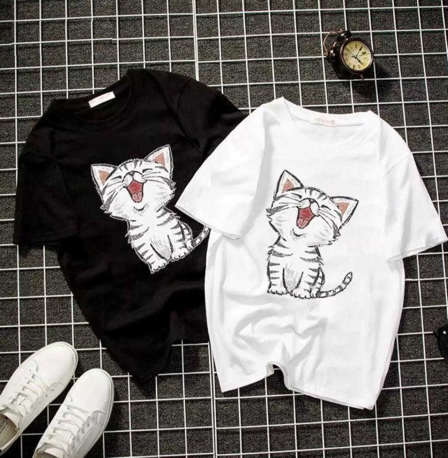 [HCM]Giá Hủy Diệt- Áo thun nam Hàn Quốc form rộng in hình Mèo Cười hài hước vải dày mịn mát