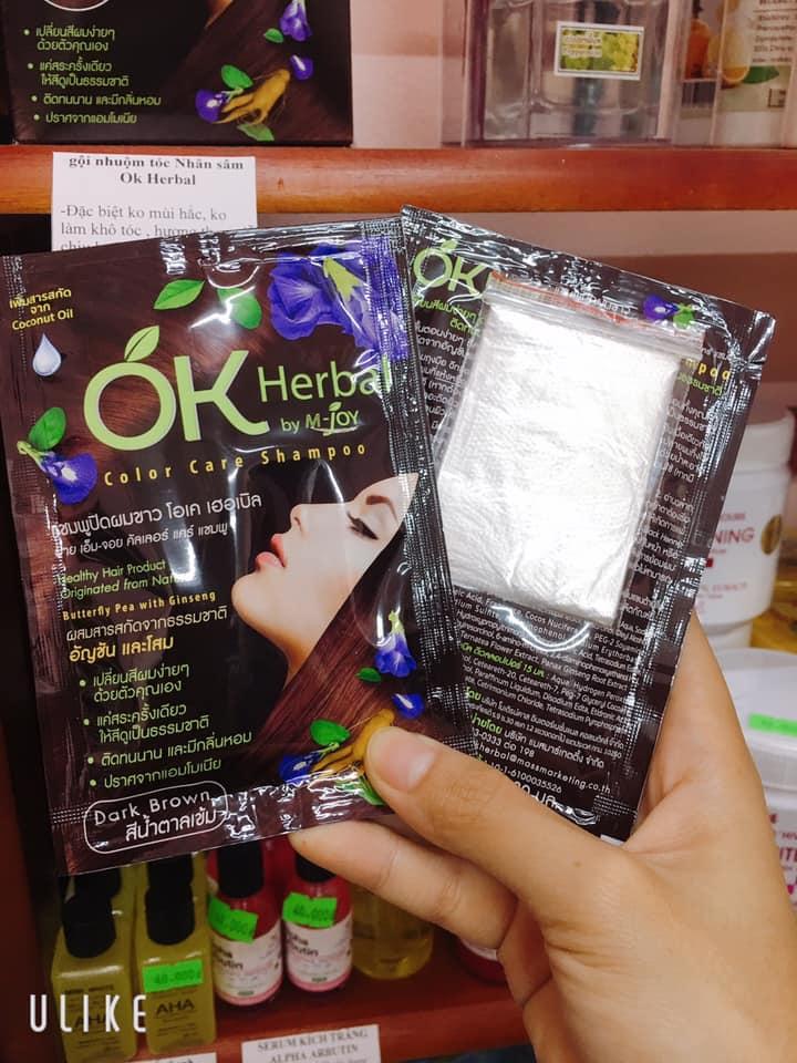Gói Nhuộm Tóc Nhân Sâm HERBAL OK Thái Lan (Màu nâu đen)