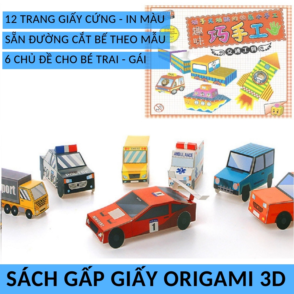 Bộ 4 Đồ chơi gấp giấy Origami 3D Nhật Bản cho bé Trai và bé Gái có màu