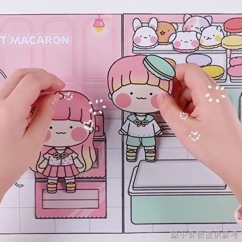 Búp bê giấy cùng làm bánh macaron