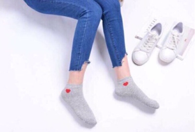 Set 10 Đôi Tất Cổ Ngắn Hoạ Tiết Trái Tim ( Ảnh Thật)
