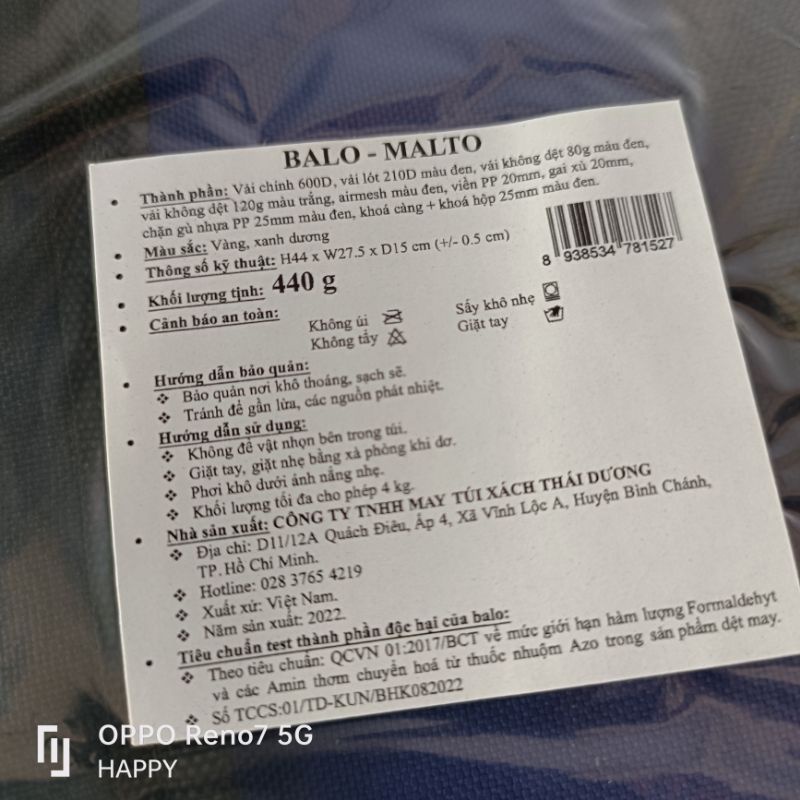 [SIÊU THỊ HAPPY] Balo Malto HKM sữa LOF Kun