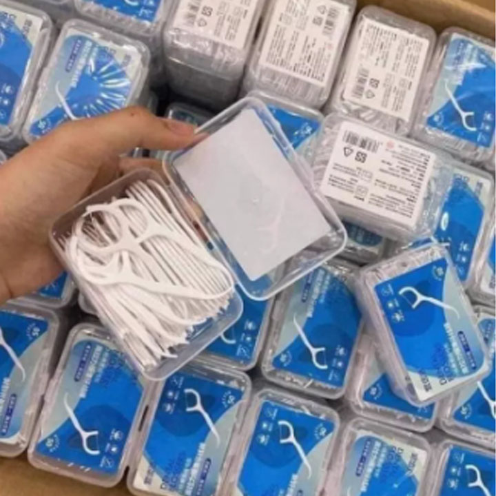 Tăm Chỉ Nha Khoa - Hộp 50 Cái - Tiệt Trùng Vệ Sinh Răng Miệng Chất Lượng Cao - Mùi Thơm Dễ Chịu