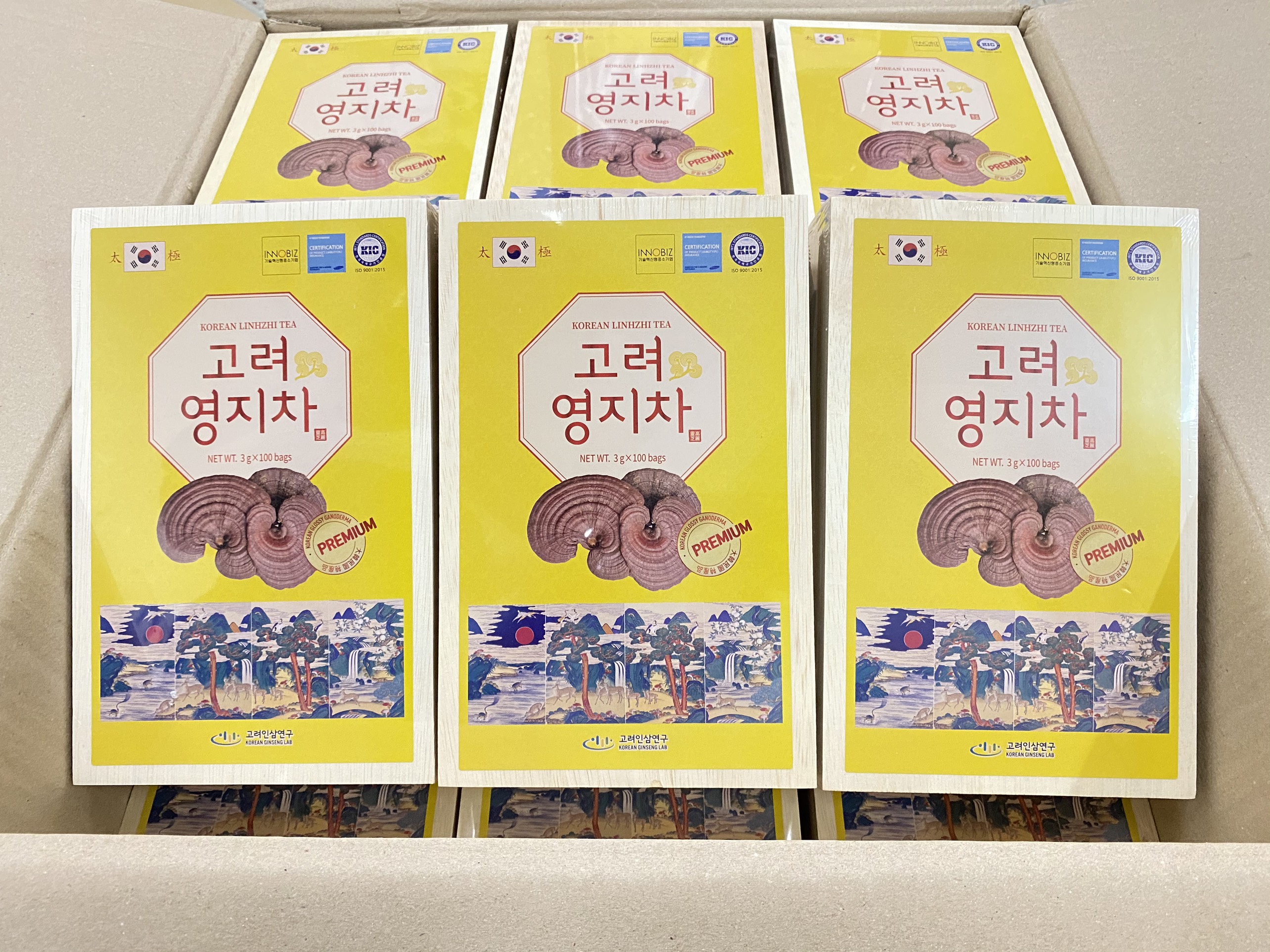 Trà Linh chi Hàn Quốc hộp gỗ 100 gói (Korean Linhzhi Tea)