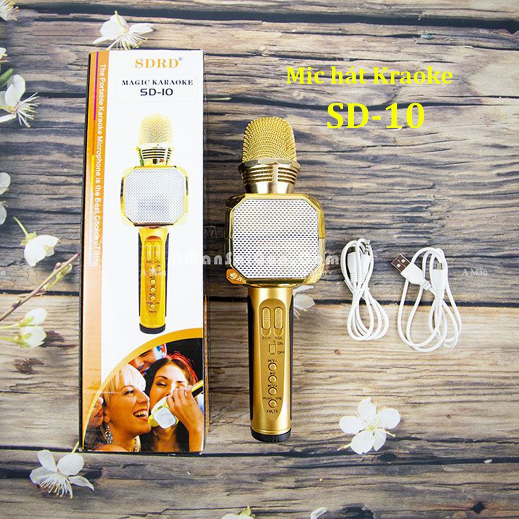 [HCM] Micro Karaoke Bluetooth SD-10 Mic Hát Cầm Tay Loa Không Dây.