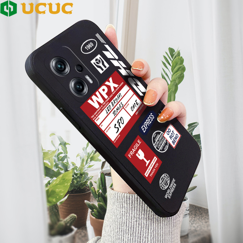 UCUC Casing Case Xiaomi Redmi Note 11T Pro/redmi Note 11T Pro+ /Xiaomi Poco X4 GT note11t pocox4 gt Case Creative Express Label Original Square Liquid Silicone Full Cover Camera Shockproof Protection Case