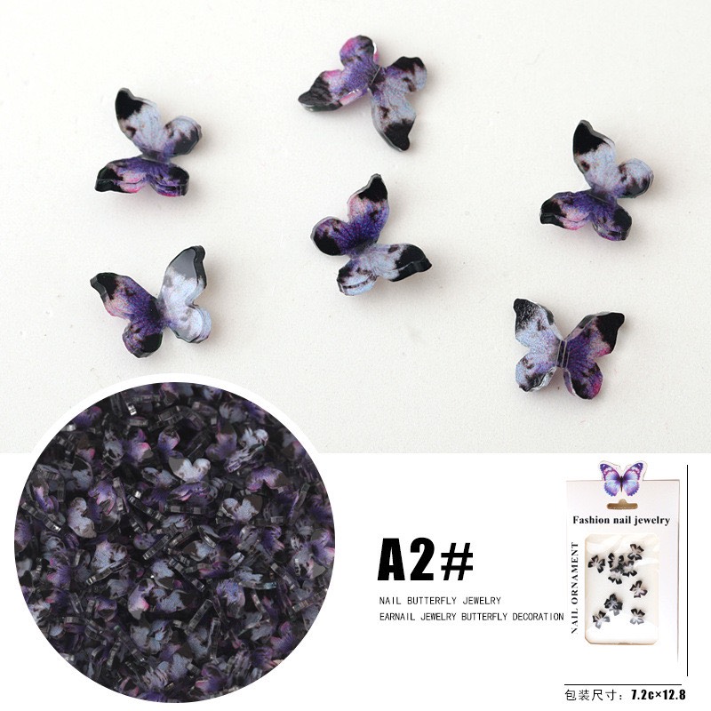 Charm bướm pha lê đính Nail, bướm cánh màu làm nail, charm hình bướm nhiều màu charm giá rẻ