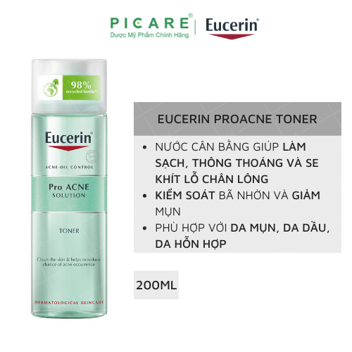 [GIẢM 20K ĐƠN 399K] Eucerin Nước Hoa Hồng Dành Cho Da Mụn ProAcne Toner 200ml