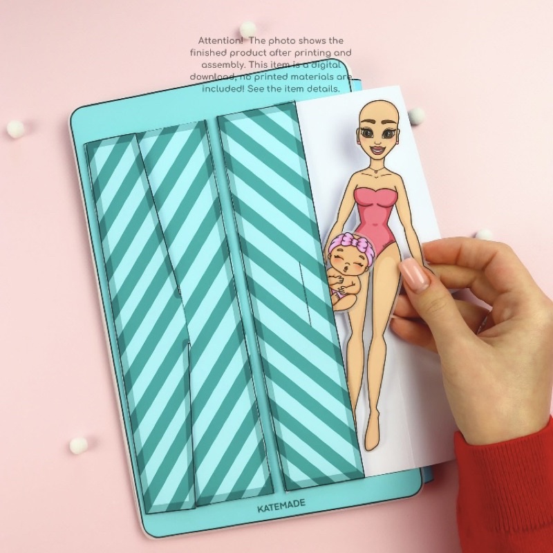 Gia đình búp bê giấy màu đỏ Doll House