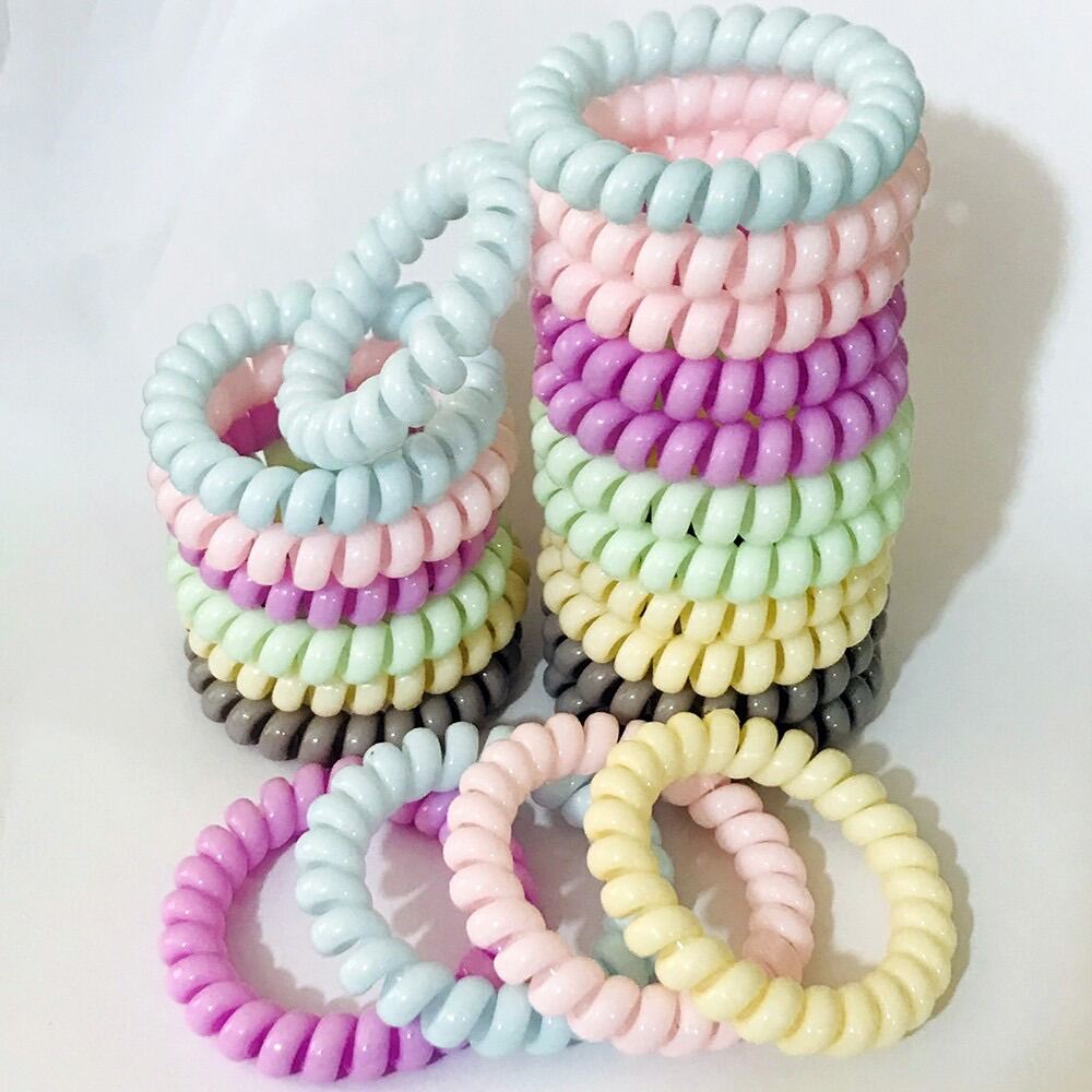 Set 5 cột tóc lò xo màu pastel dễ thương - Trâm Bella