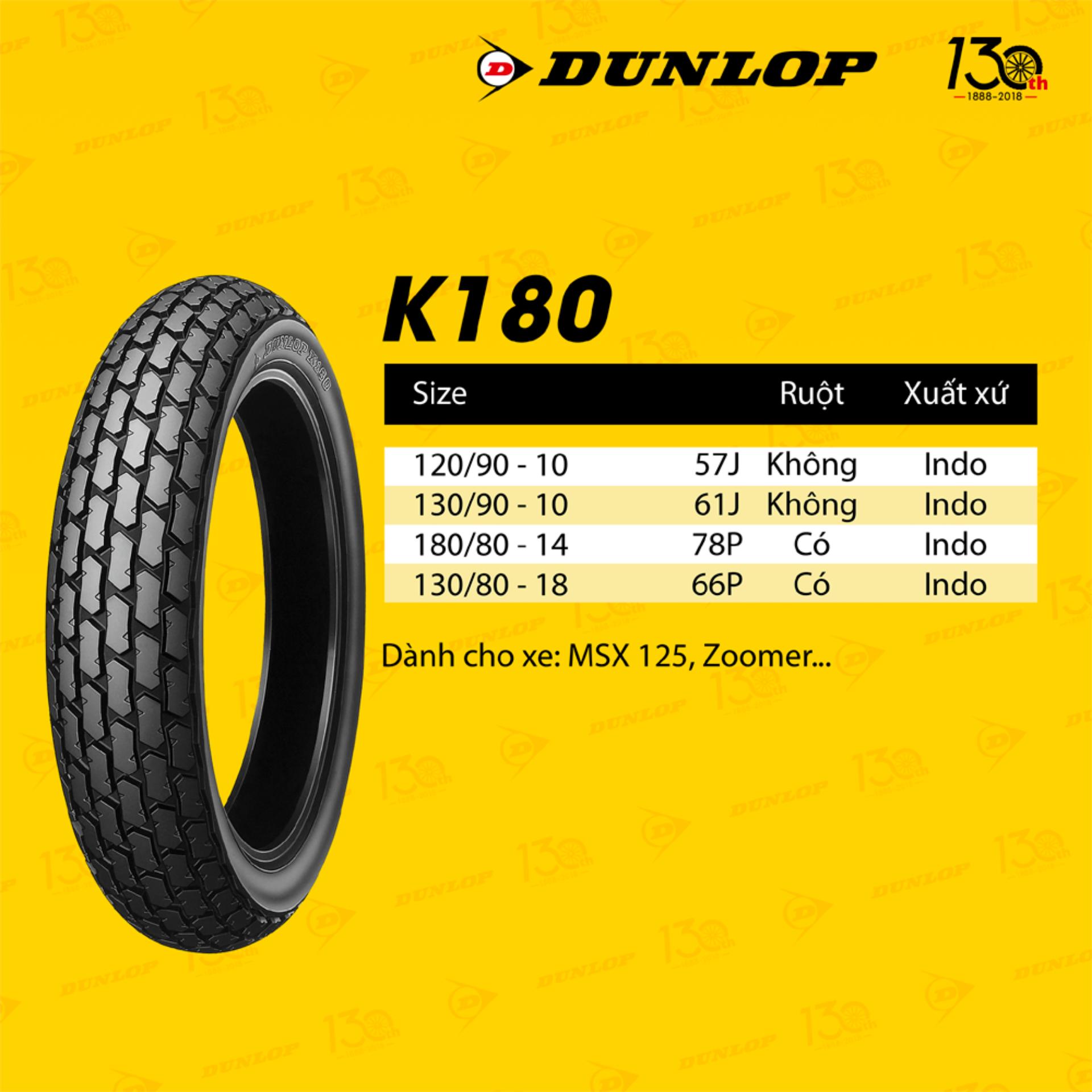Lốp xe máy Dunlop K180 130/80-18 TL