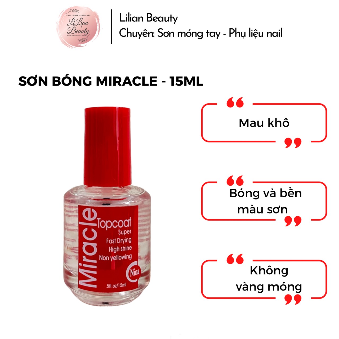 SƠN BÓNG MIRACLE ĐỎ 15ML - LOẠI 1