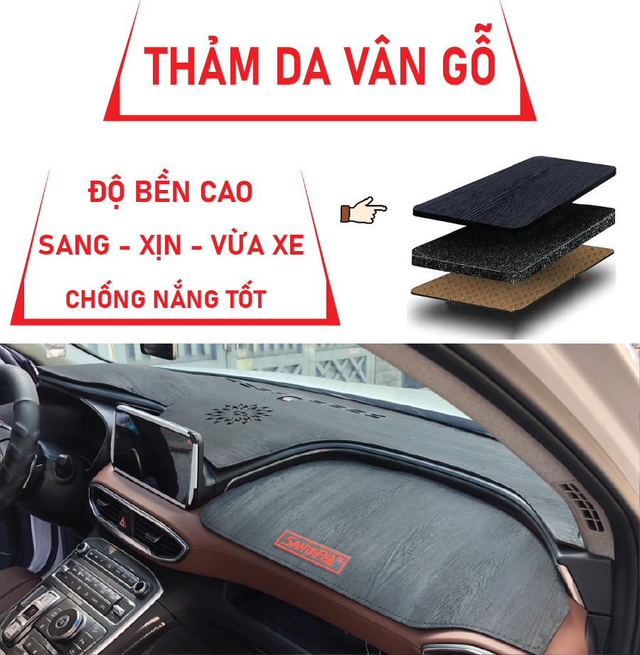 Thảm taplo ford transit 2008-2023, da pu, da carbon, vân gỗ, nhung có lớp chống trượt cao cấp