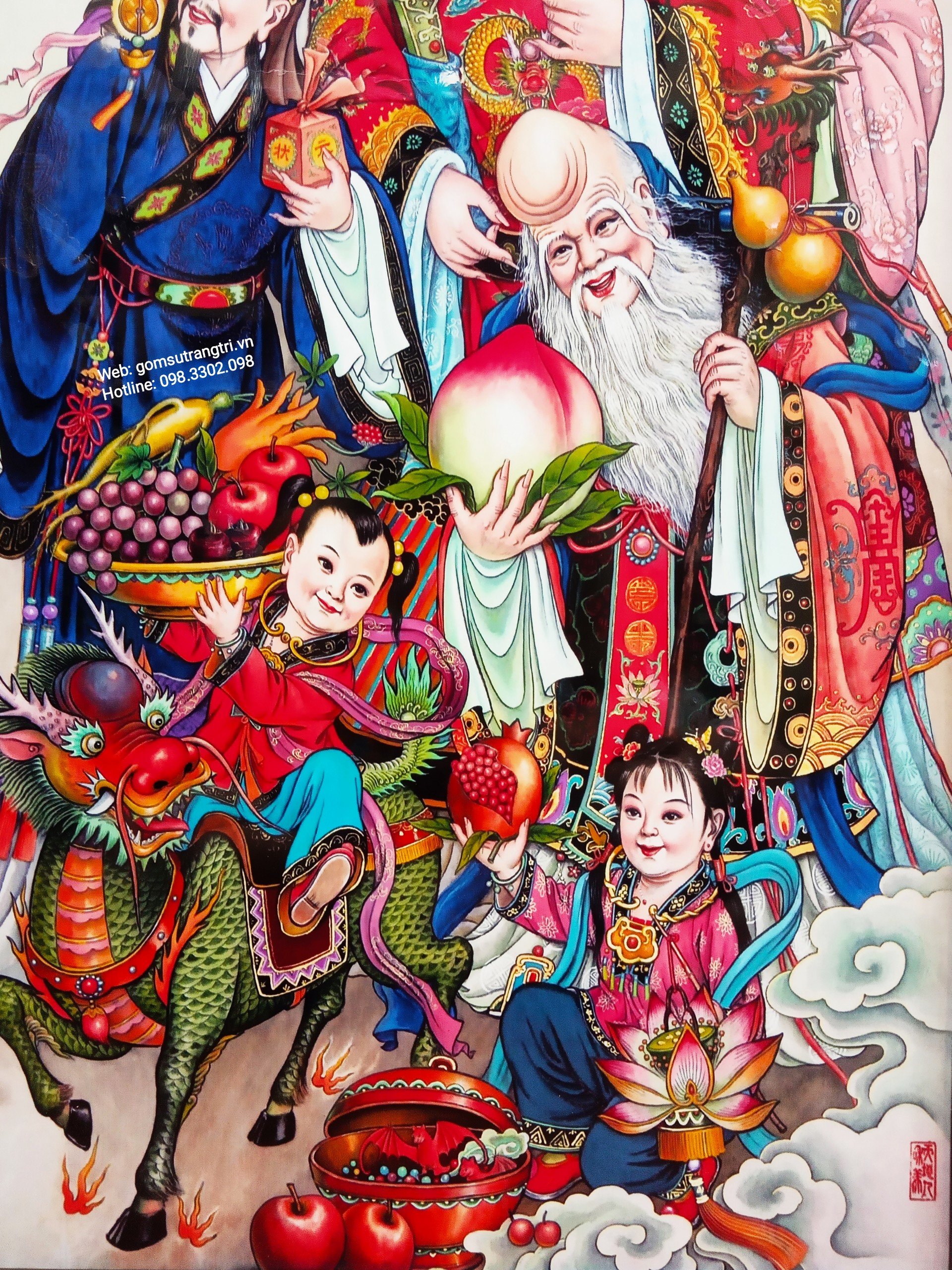 Bộ Tranh Sứ Phúc Lộc Thọ Toàn